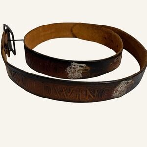 Vtg Goldwing Eagle Embossed Top Grain Leather Belt USA Men's Size 34 / 36